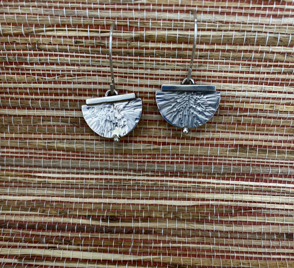 Modern Hammered Half Moon Earrings_front view