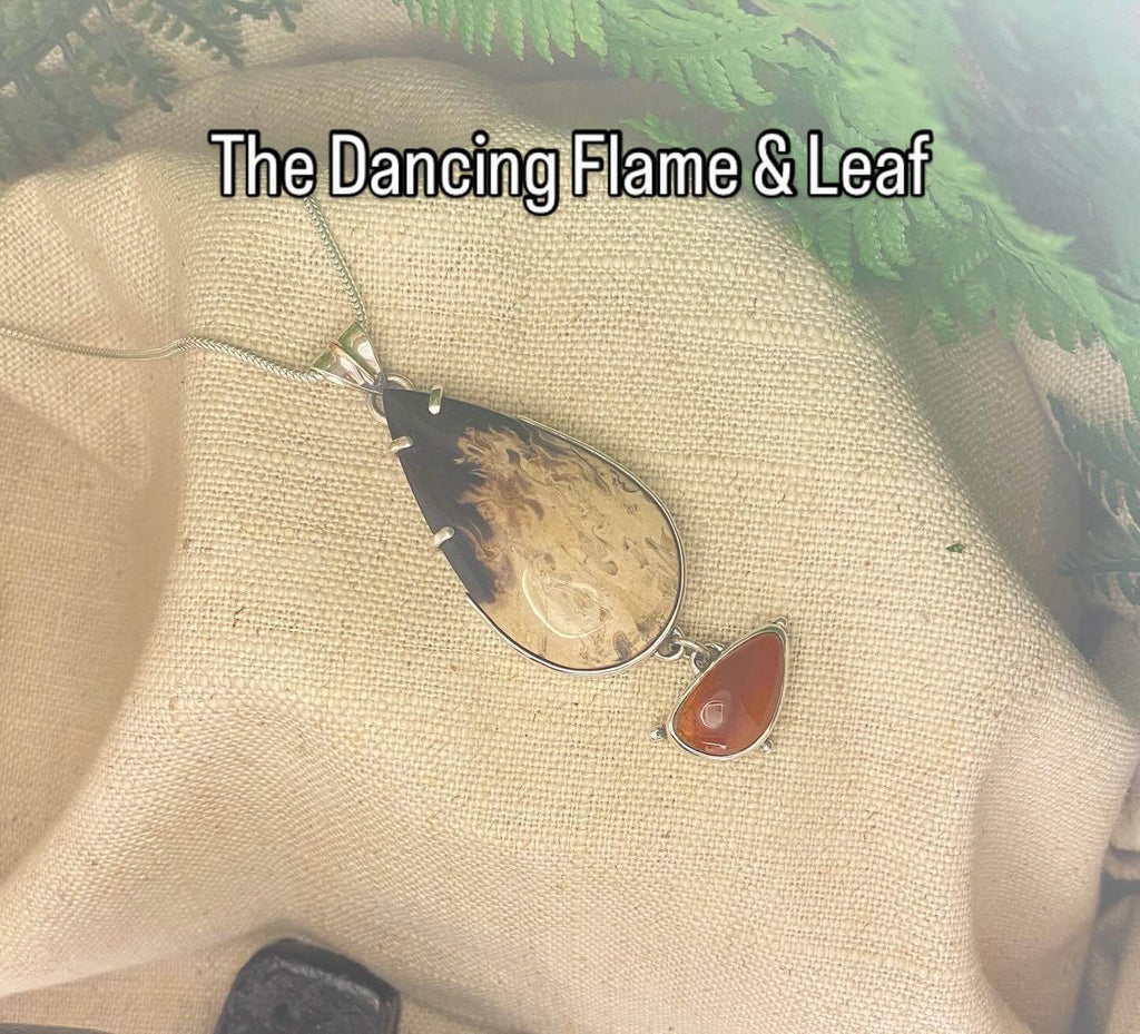 Indonesian Palm Wood and Mexican Opal in sterling silver - title top view