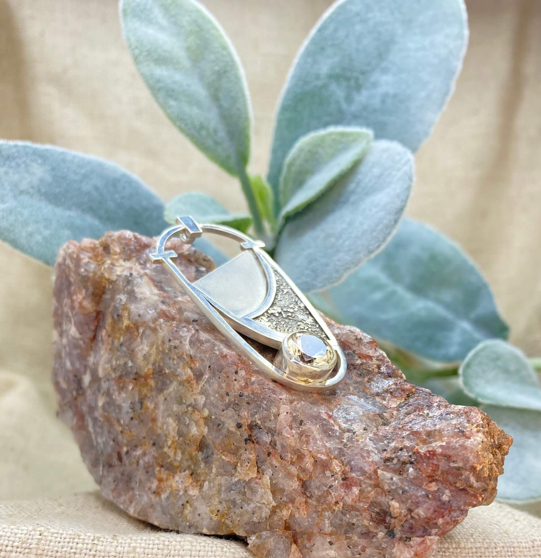 Modern Sailboat with Mystery Stone - right detail view