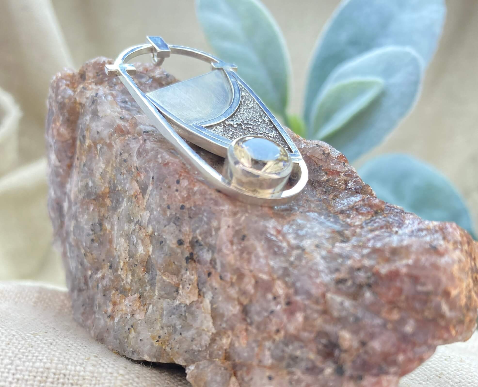 Modern Sailboat with Mystery Stone - right detail view