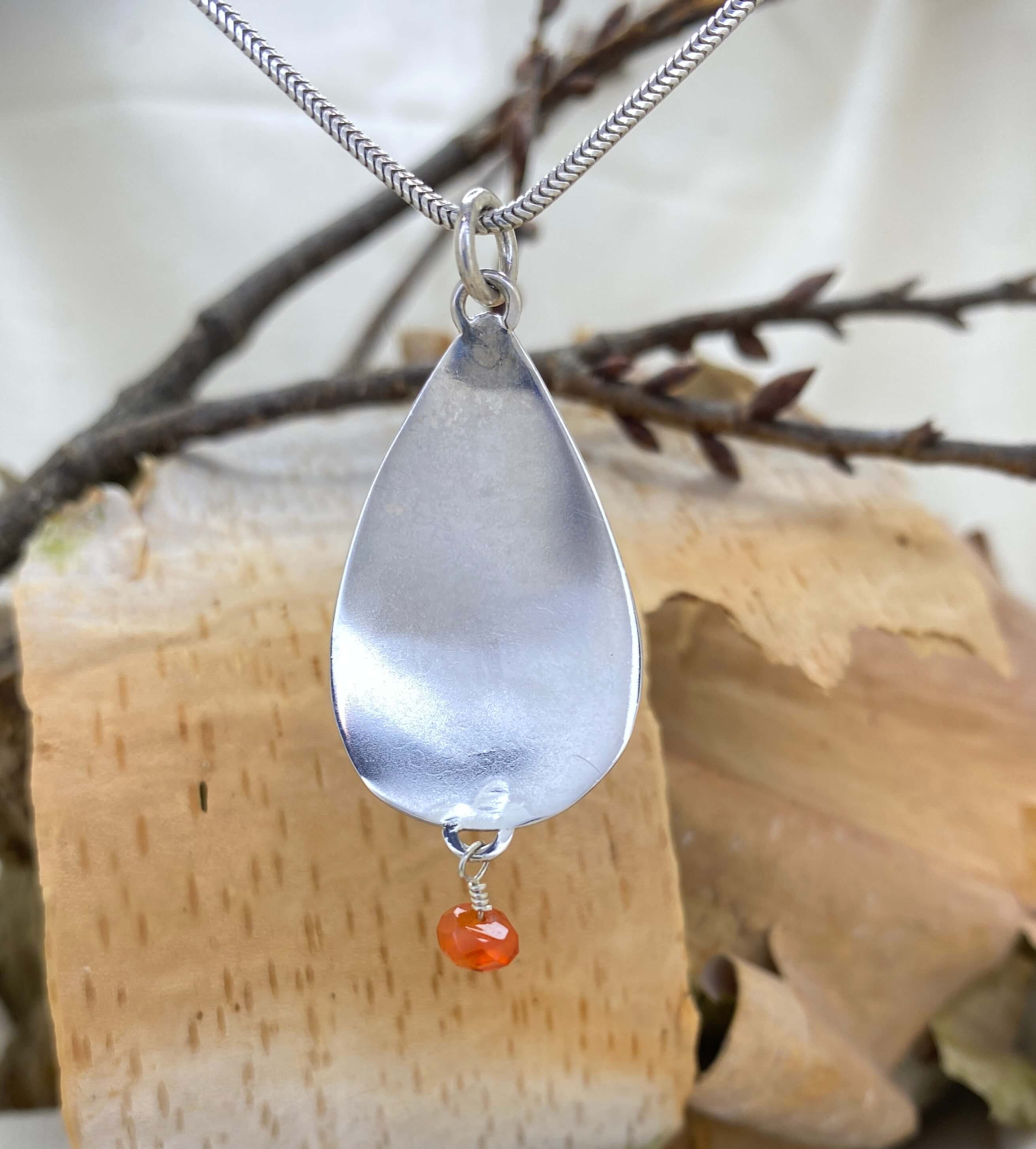 Dancing Flame and Leaf Charm back view