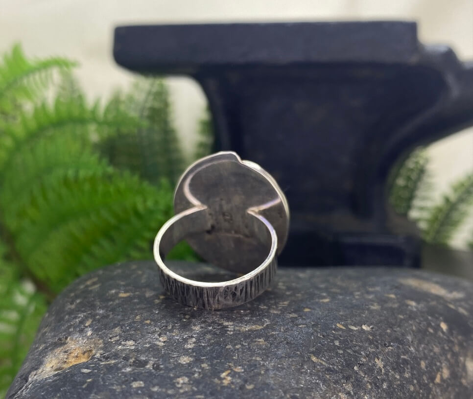Strawberry Agate Sterling Silver Ring - back view