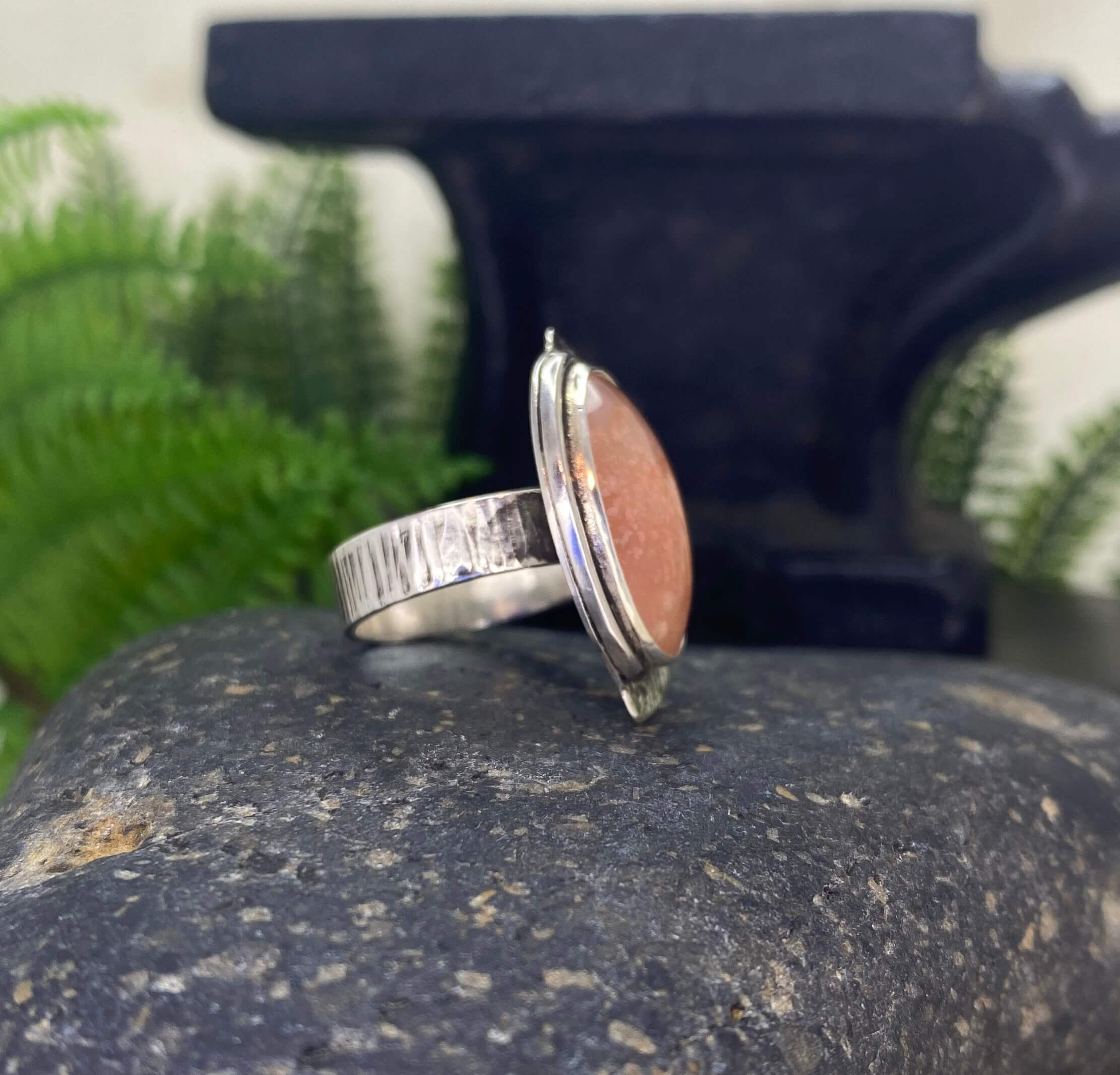 Strawberry Agate Sterling Silver Ring - right side view
