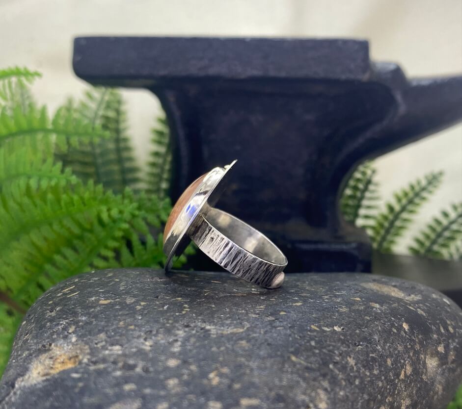 Strawberry Agate Sterling Silver Ring - left side view